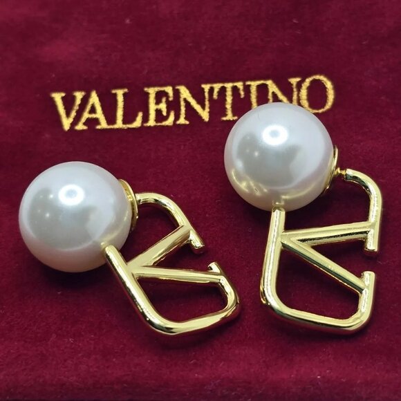 Valentino VLogo Signature Metal And Resin Earrings - Picture 2 of 11